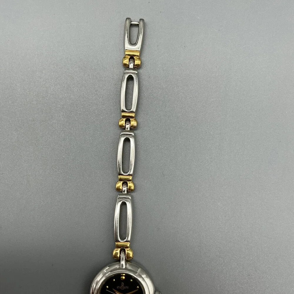 Berenger Womens Watch 19mm Black Dial Two Tone Bracelet Dress New Battery 7